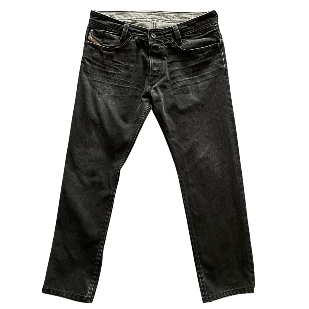 DIESEL SLAMMER Men’s Black Denim Jeans Regular Straight Made In Italy Size 34/32